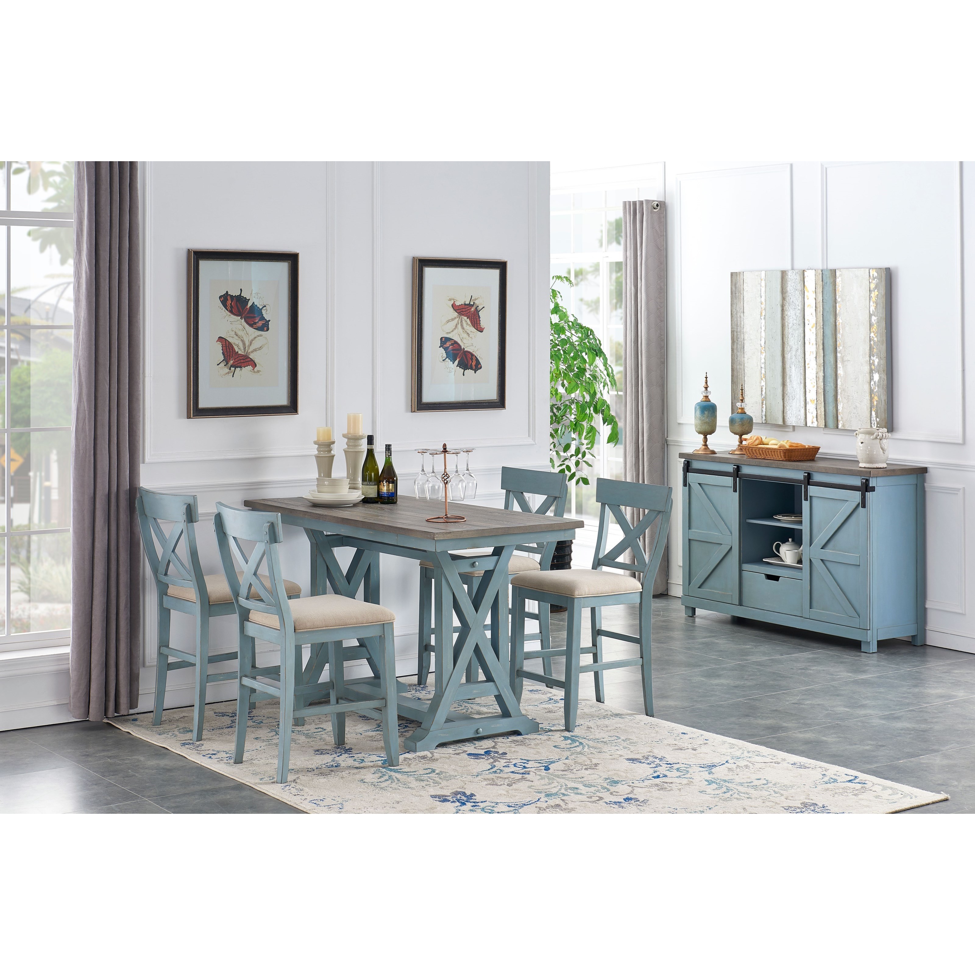 Farmhouse counter deals height dining set